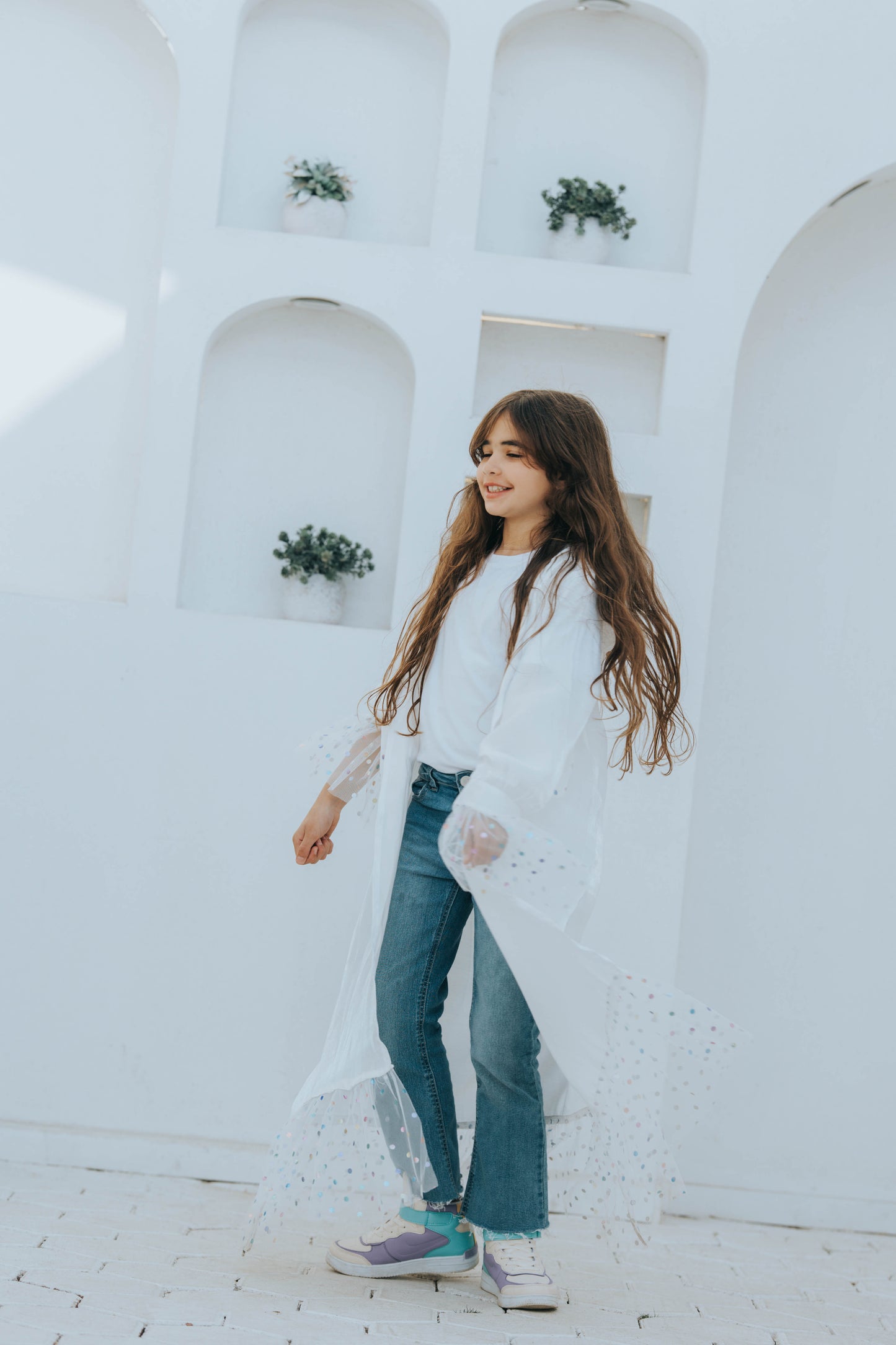 Dots White Kaftan